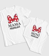 Mama Mouse and Mini Mouse Unisex Half Sleeve T-Shirts (Pack of 2)